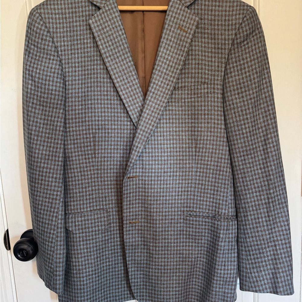 Brooks Brothers Check Sport Coat in Light Blue and Brown